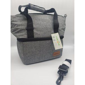 Lifewit Gray/Black insulated lunch bag NWT lunchbox Adjustable strap